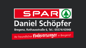 Offizielles Logo der Firma SPAR mit dem Untertext "Daniel Schöpfer, Bregenz"